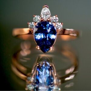 Alexis Russel Wedding Ring: Ethical/Sustainable Rose Gold, Sapphire, Diamonds